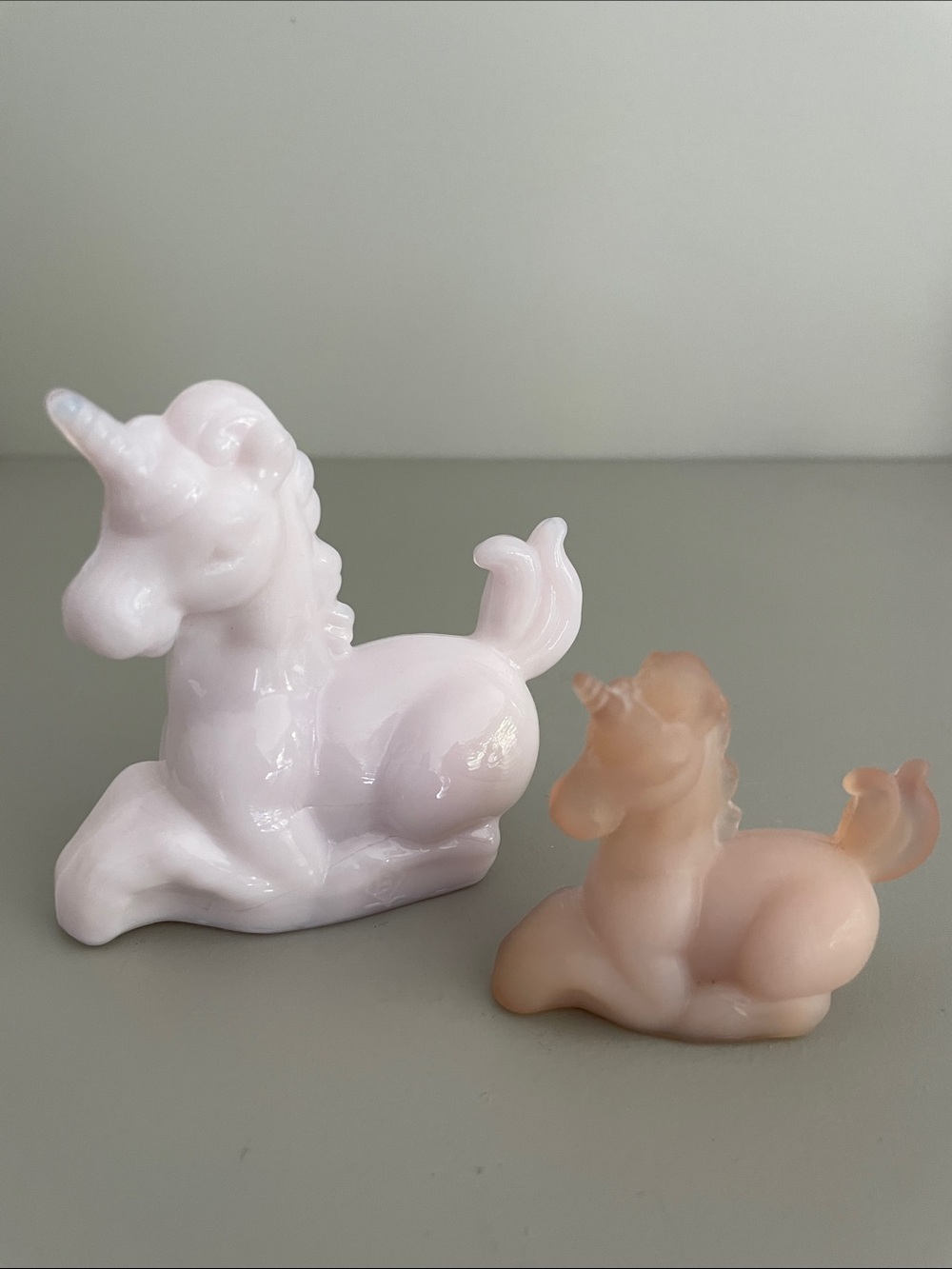Set of Two Boyd glass unicorns-big and little lucky